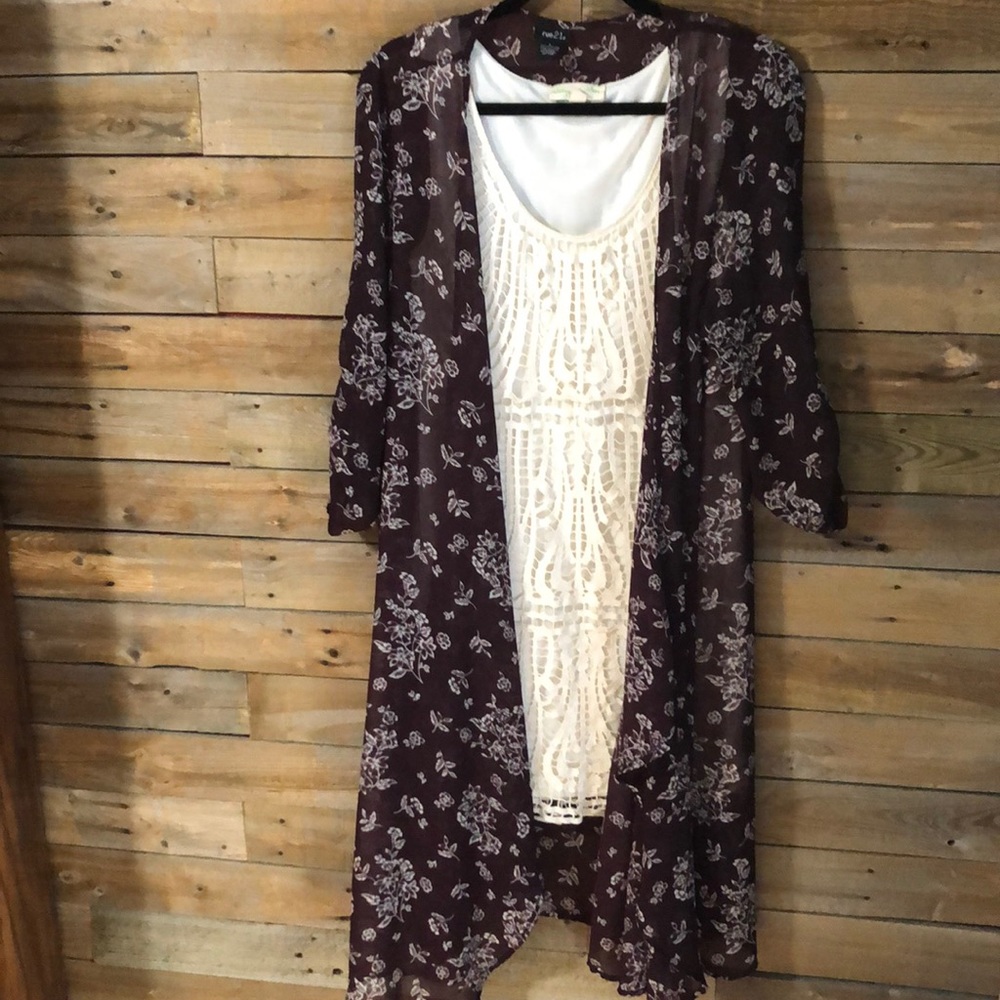 Bohemian crochet dress with chiffon swag